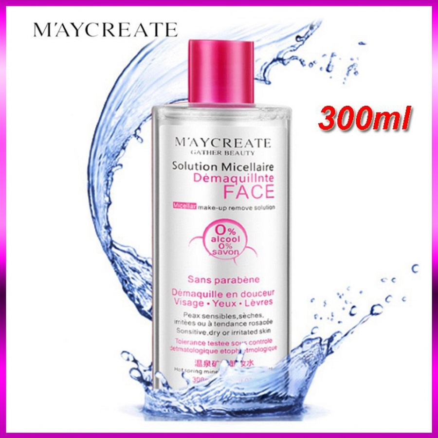 Nước tẩy trang MAYCREATE 300ml nắp nhấn trắng/nắp hồng