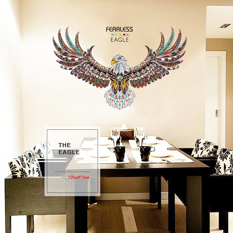 Decal dán tường 3D ⚡ FREESHIP ⚡ Eagle AmyShop - Tranh 3D dán phòng khách