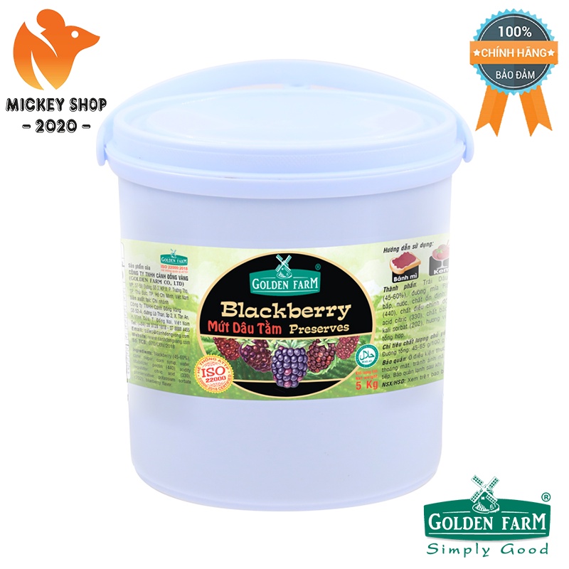 [ MUA NHIỀU ] MỨT GOLDEN FARM HỘP 5KG CÁC HƯƠNG: Dâu ,  Cam , Khúc Bồn Tử , Nho , Thơm , Dâu Tằm