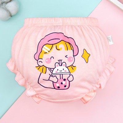 Adabaobao® ᵛⁿQuần bánh mì lót cotton LUCKY BIG CAT trơn màu đính nơ cho trẻ em gái 0-3 tuổi