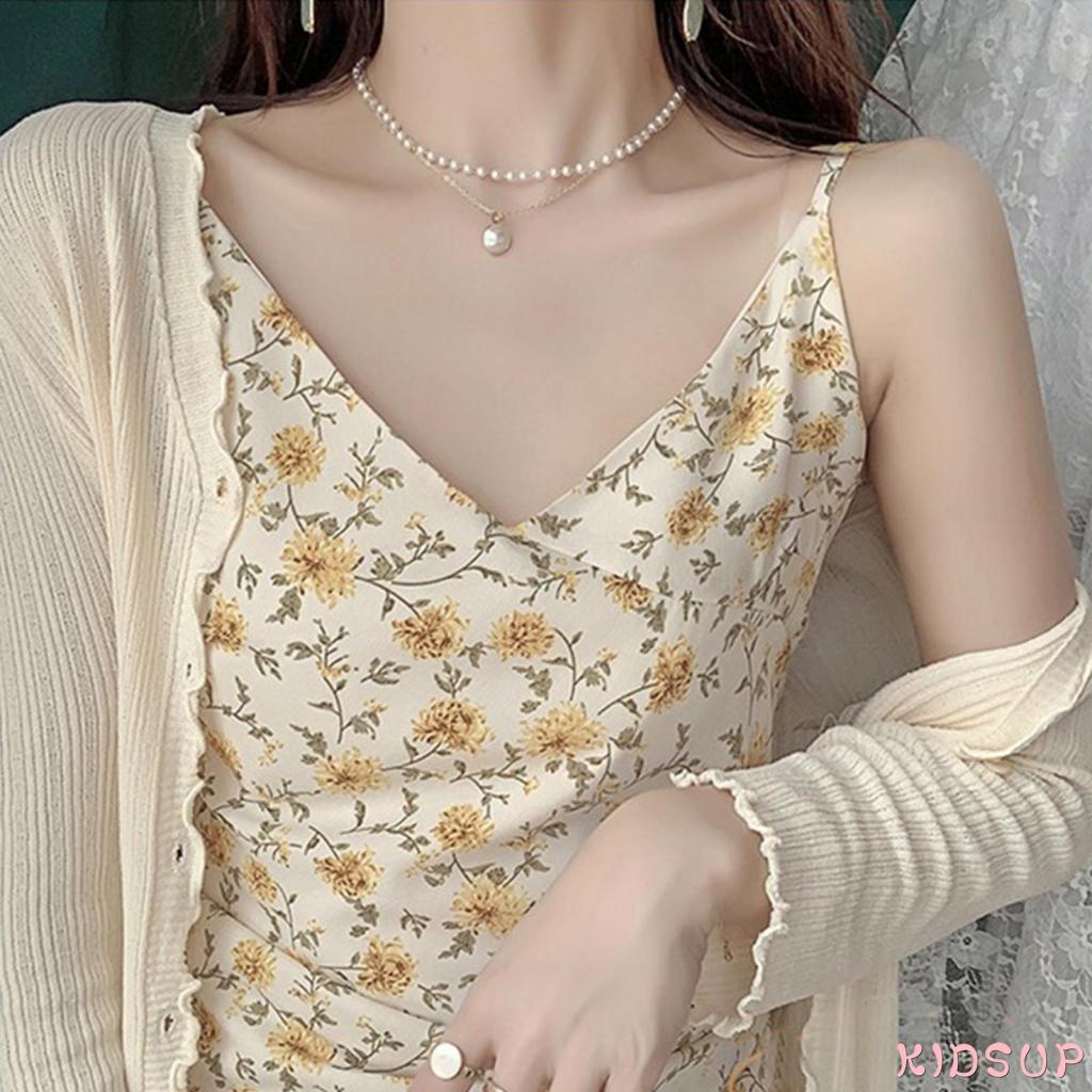 Vòng cổ hợp kim hai lớp đính ngọc trai nhân tạo xinh xắn cho nữ