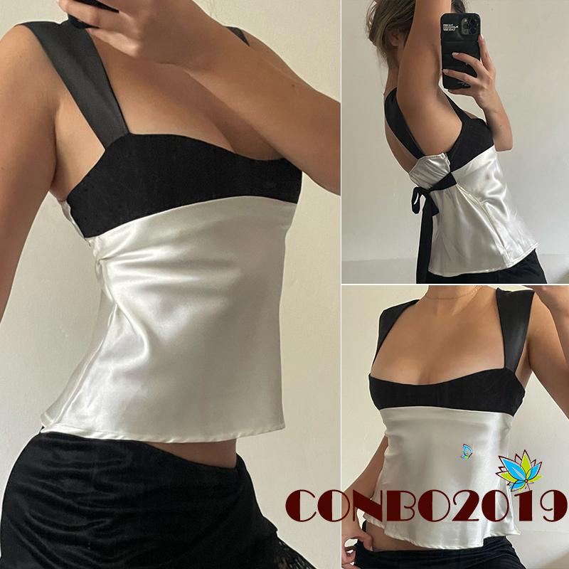 Hgm Áo Tank Top Cổ Thấp Khoét Sâu Màu Sắc Phù Hợp Với Mùa Hè Cho Nữ