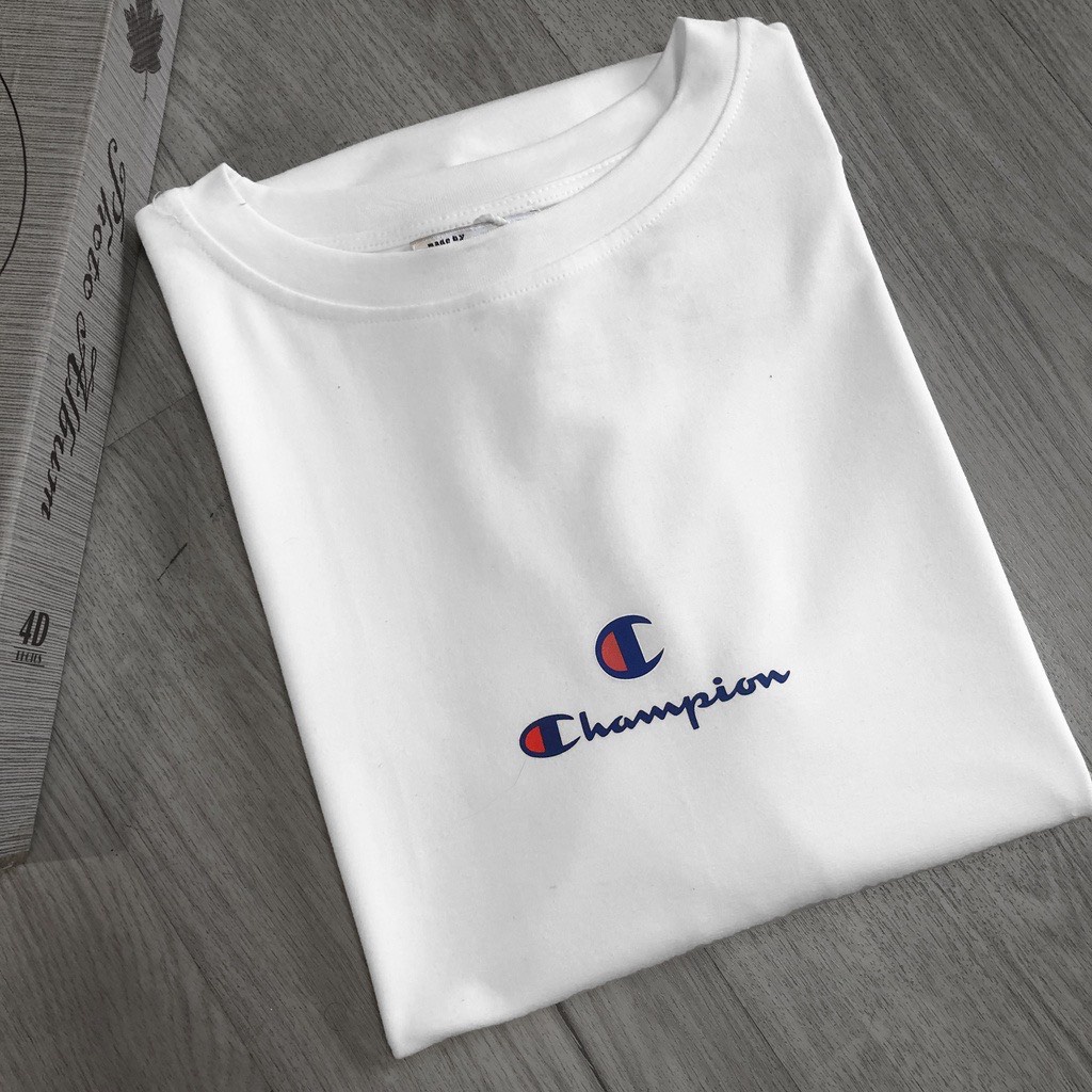 Áo phông nam nữ champion cotton 2 màu đen trắng DT079