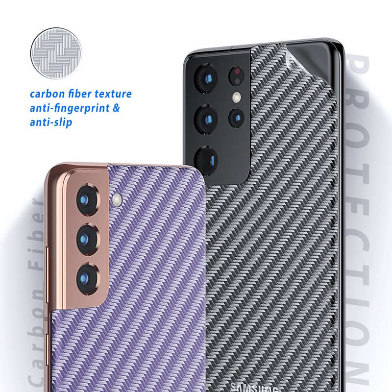 5 cái For Samsung Galaxy S24 S23 S22 S21 S20 Ultra S10 Plus Fe 5G S10e Lite 5G Mô hình sợi carbon Mờ lưng Phim dán phía sau Phim bảo vệ mềm