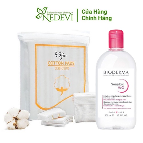 Combo Bông Tẩy Trang Cotton Pads + Nước Tẩy Trang Bioderma Tẩy Trang Sạch Sâu, Lấy Đi Các Chất Bụi Bẩn, Bã Nhờn - NEDEVI | BigBuy360 - bigbuy360.vn