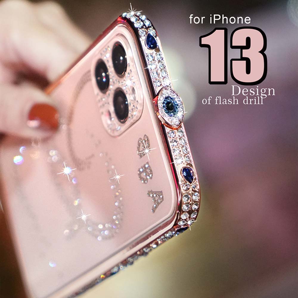 Ốp điện thoại viền kim cương thích hợp cho iPhone 13 Pro Max 12 XR 7 Plus XS 11 ProMax