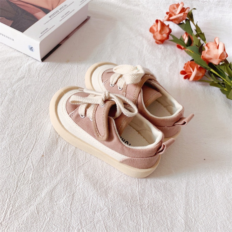 Giày Thể Thao Vải Canvas Đế Mềm Cổ Thấp Phối Màu Tương Phản Thời Trang Xuân Thu Cho Bé Từ 1-10 Tuổi
