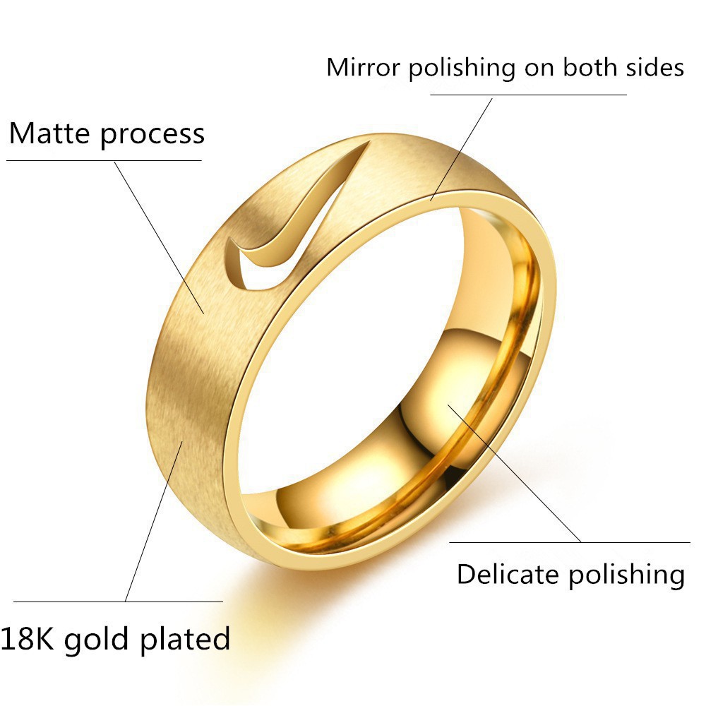 weiweijewelry/Nhẫn chất liệu thép titan kiểu dáng thời trang unisex họa tiết logo Nike