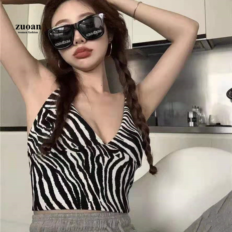 SUXI Áo Hai Dây Họa Tiết Ngựa Vằn Gợi Cảm Cho Nữ