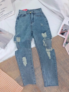 Baggy Jean Rách Hottrend- ( Ảnh thật - Video )