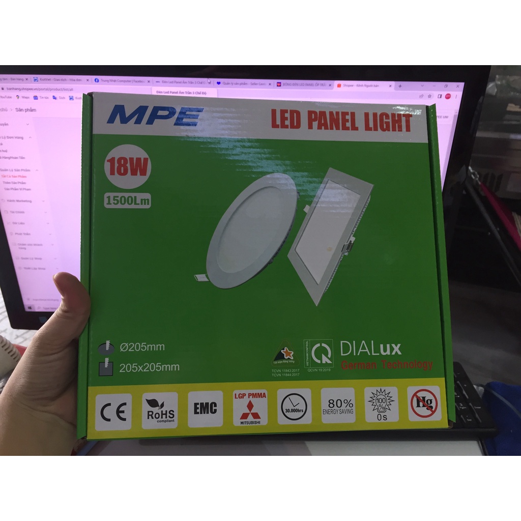 Bóng đèn led âm trần panel 18W-- RPL-18T , RPL-18V , RPL-18N, RPL-18/3C - Thương Hiệu MPE