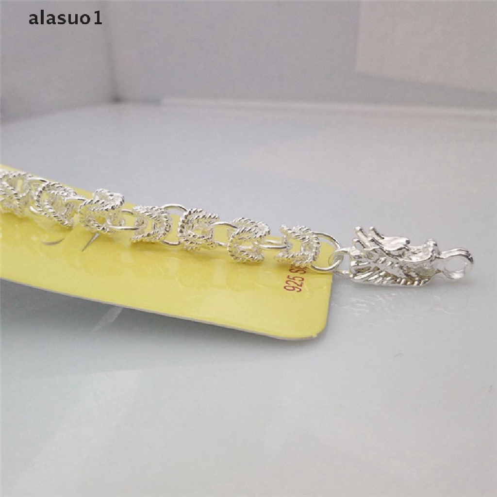 [alasuo1] Vòng Đeo Tay Dây Xích Mạ Bạc Hình Rồng Thời Trang Mới Làm Quà Tặng Cho Nam [VN]