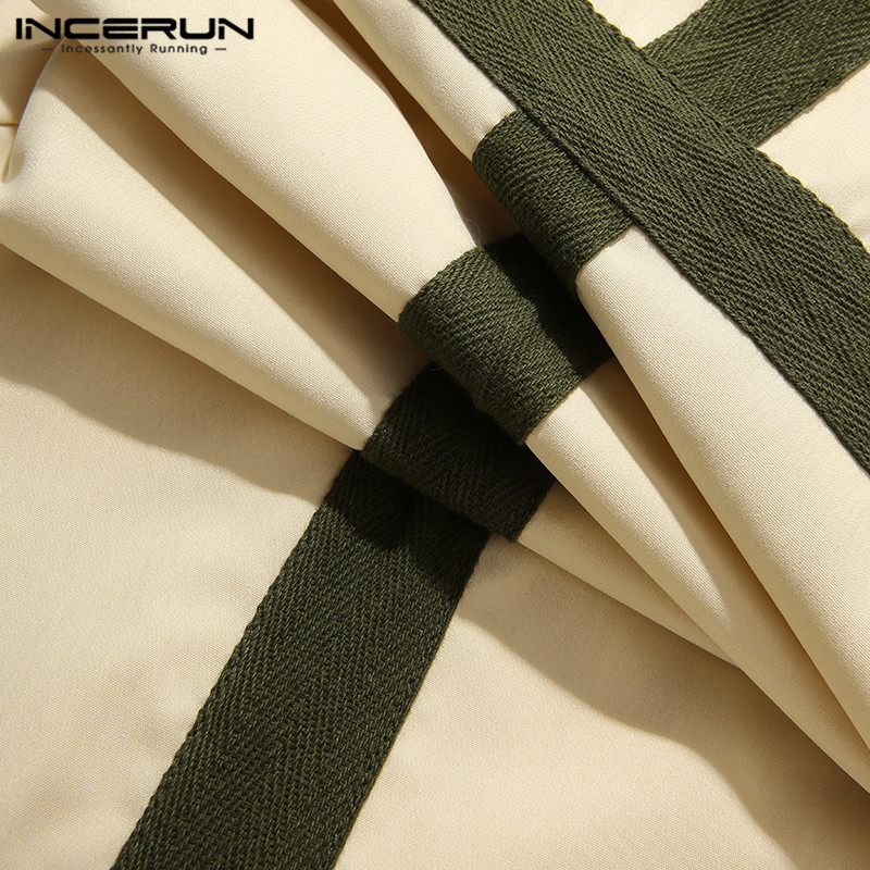 Quần Ống Rộng Incerun Màu Trơn In Chữ Thập Cho Nam