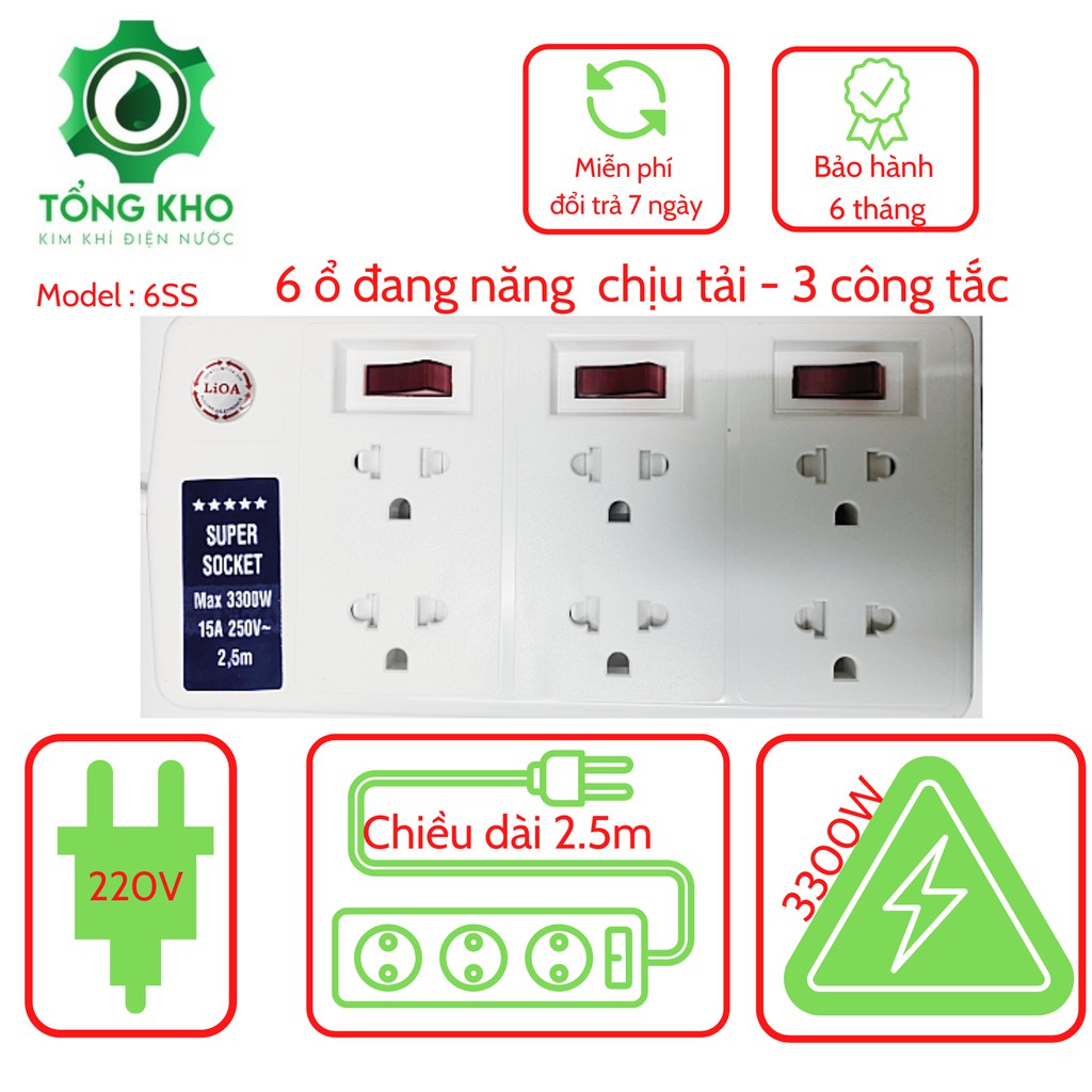 Ổ cắm điện LIOA đa chức năng, có công tắc, đa dạng mẫu mã - Tổng kho kim khí điện nước