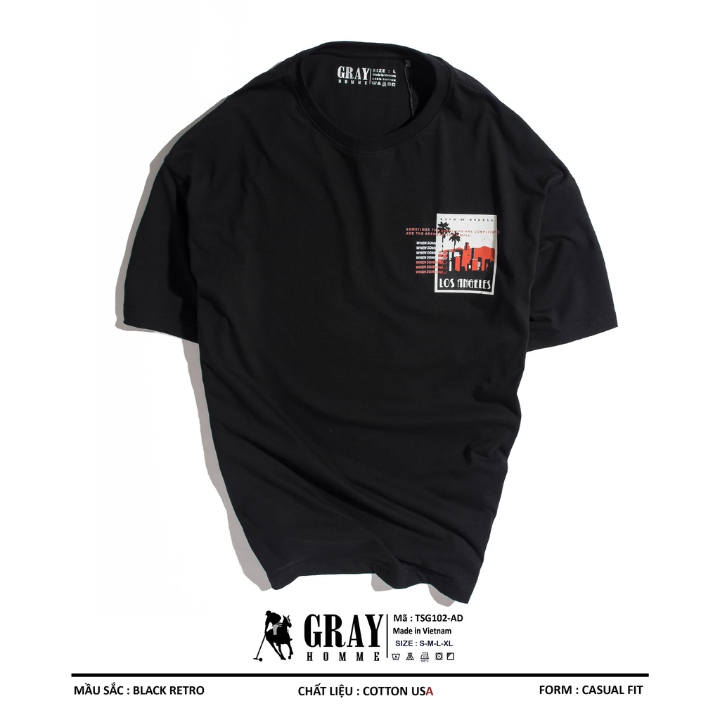Áo thun nam nữ cổ tròn GRAYHOMME vải Cotton xu xịn dáng unisex - TSG1