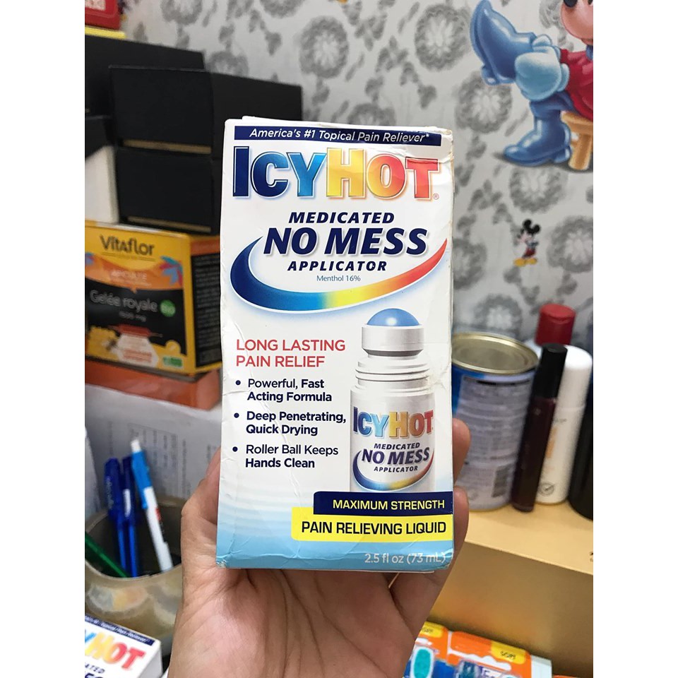 DẦU NÓNG LẠNH DẠNG LĂN ICY HOT MEDICATED NO MESS APPLICATOR 73ML CHÍNH HÃNG - 3722