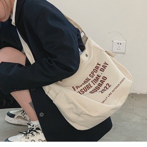 Túi tote đeo chéo canvas cỡ lớn 2022 thiết kế mới thời trang nam nữ phong cách Nhật Bản