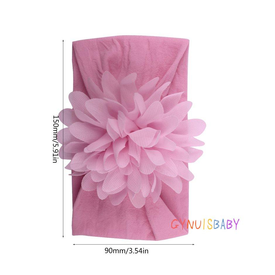 (Hàng Mới Về) Băng Đô Hoa Chiffon Màu Trơn Co Giãn Cho Bé Gái