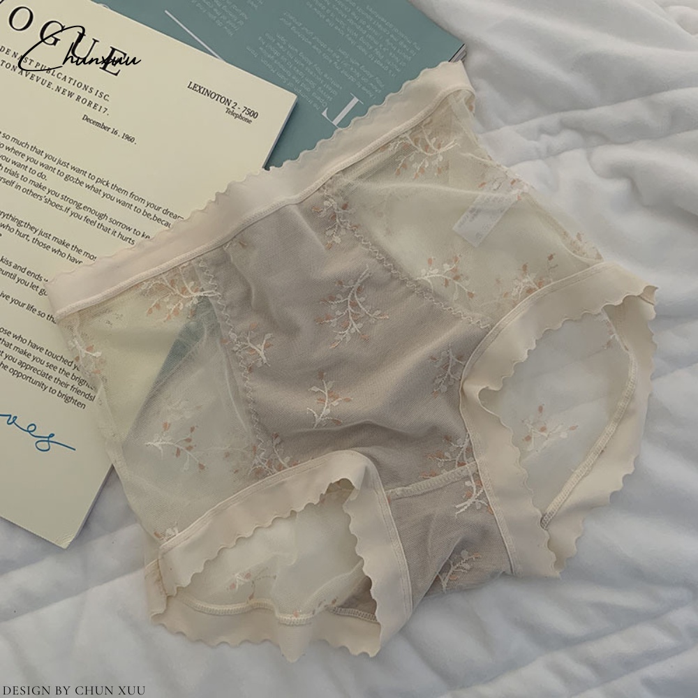 Quần lót ren nữ cạp cao phối viền su mát lạnh, hỗ trợ gen bụng định hình vòng eo thon gọn ChunXuu- GB15