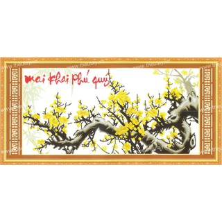Tranh Thêu Chữ Thập Mai Khai Phú Quý 222437 (KHÁCH TỰ THÊU) kt:89x48cm