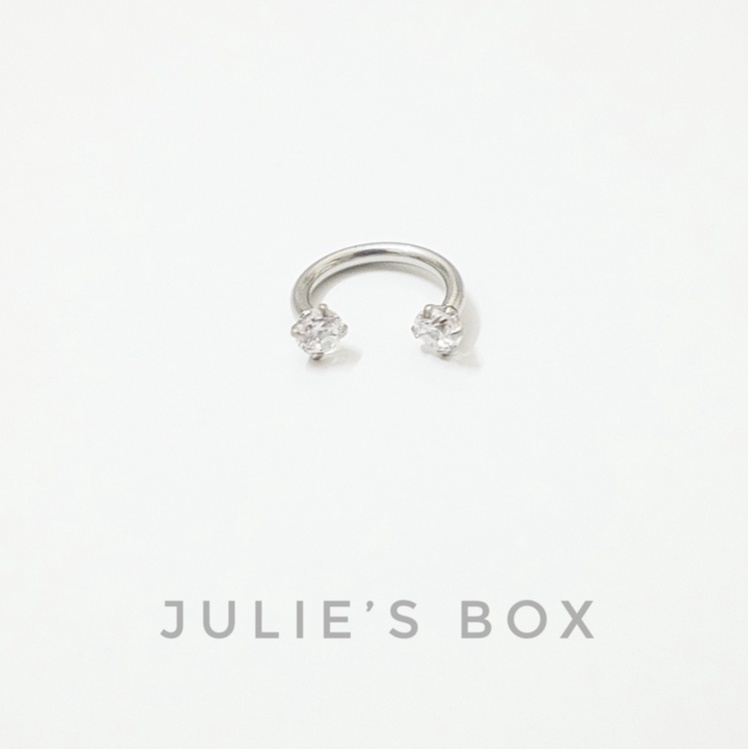 Khuyên Tai Titan Unisex Chữ U Màu Bạc 2 Đá Tròn 3mm Không Gỉ Sét Không Ngứa Bông Tai Julies Box 66