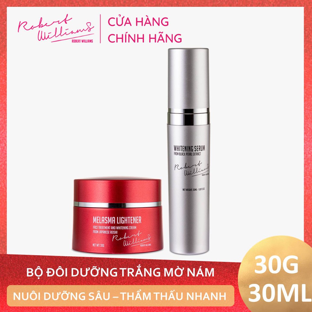 Combo Kem giảm nám chuyên sâu Linh chi đỏ 30g và Tinh chất serum Ngọc trai đen 30ml ROBERT WILLIAMS da căng bóng | BigBuy360 - bigbuy360.vn