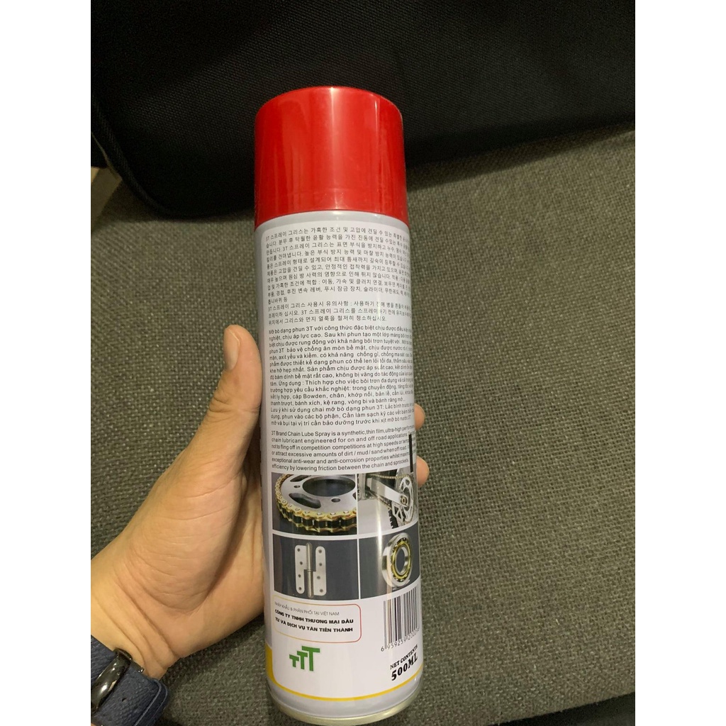 Chai xịt mỡ bò bảo dưỡng sên  xe máy/xe đạp không cần tháo rời,chống rỉ sét,ăn mòn 3T Chain Blue 500ml