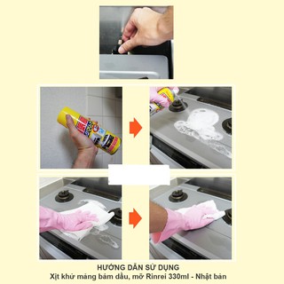 Xịt tẩy rửa dầu mỡ Rinrei 330ml