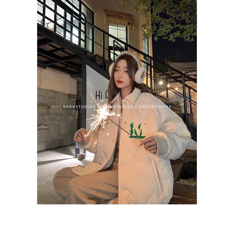 Áo Khoác Bóng Chày Cotton Dày Dặn Thêu Chữ Phong Cách Mới Cho Nữ