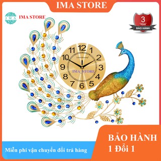 Đồng Hồ Treo Tường Trang Trí Phòng Khách Chim Công Đậu Cành Mai WM122 Chính Hãng JJT Tặng Bộ Kim Dự Phòng Và Đinh Treo
