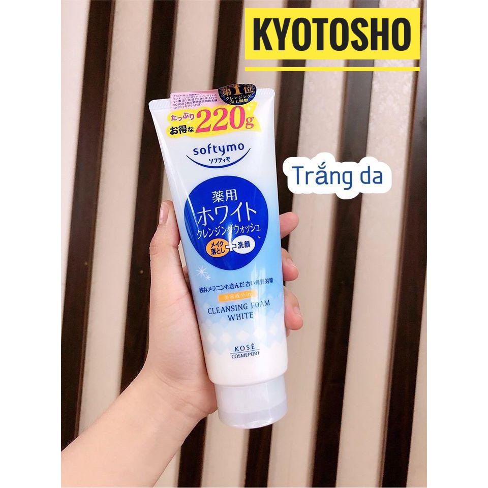 Sữa Rửa Mặt KOSE Softymo Nội Địa Nhật | SRM KOSE Collagen, White, Hyaluronic Acid 220g