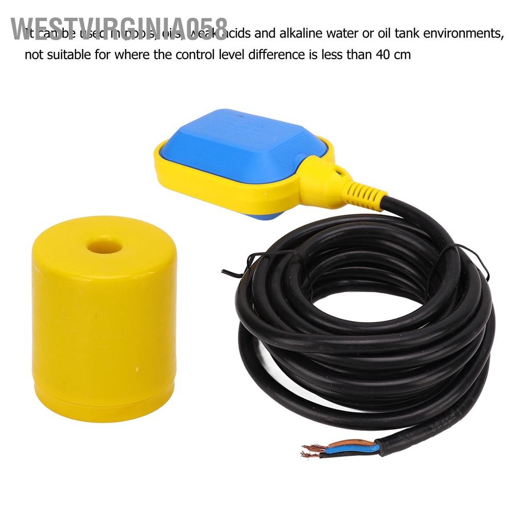 Westvirginia058 Công tắc nổi cáp Bộ điều khiển mức độ thoát nước lỏng cảm biến cho máy bơm bồn
