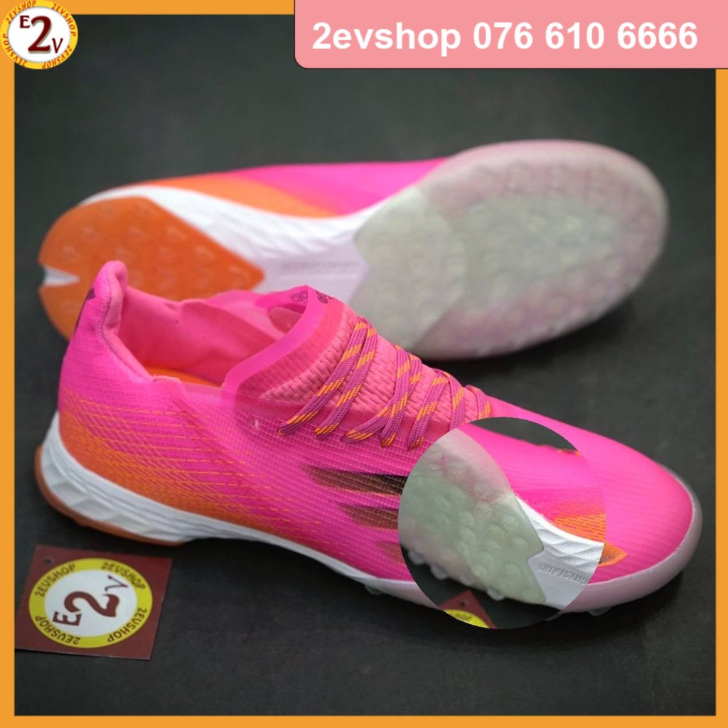 Giày đá bóng thể thao nam 𝐗 𝐆𝐡𝐨𝐬𝐭𝐞𝐝 Hồng Cam dẻo nhẹ, giày đá banh cỏ nhân tạo chất lượng - 2EVSHOP