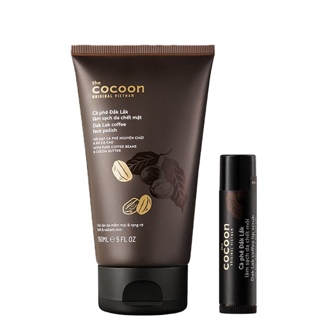 [Mã FMCGMALL -8% đơn 250K] Combo cà phê tẩy da chết da mặt cocoon 150ml + tẩy da chết son môi cocoon 5g