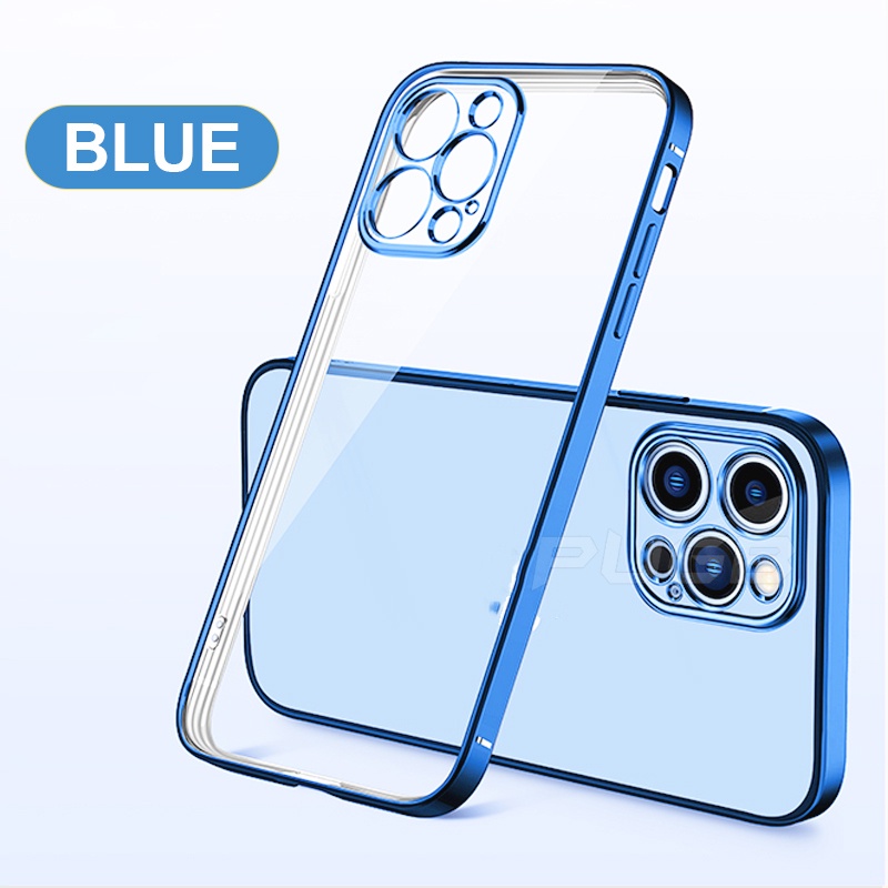 Ốp Điện Thoại Silicon Trong Suốt Mạ Viền Chống Sốc Cho Iphone 13 12 11 Pro Max X Xs Xr 8 7 Plus