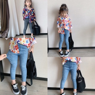 Set áo sơ mi,quần giả jean và giày cà rốt