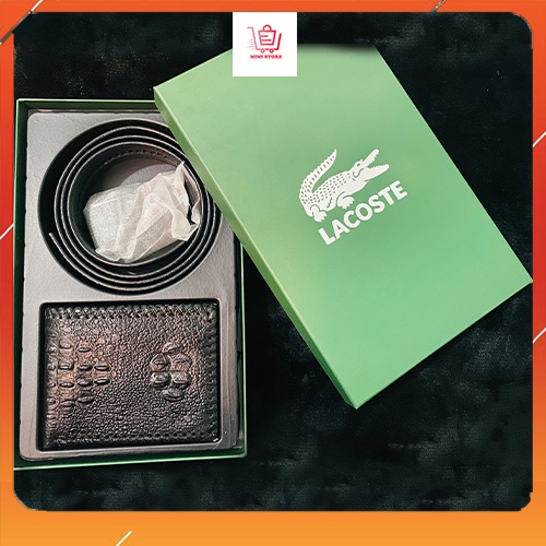 Combo Bộ Ví Da Thắt Lưng Nam Da Bò 100% Dập Vân Cá Sấu Cao Cấp