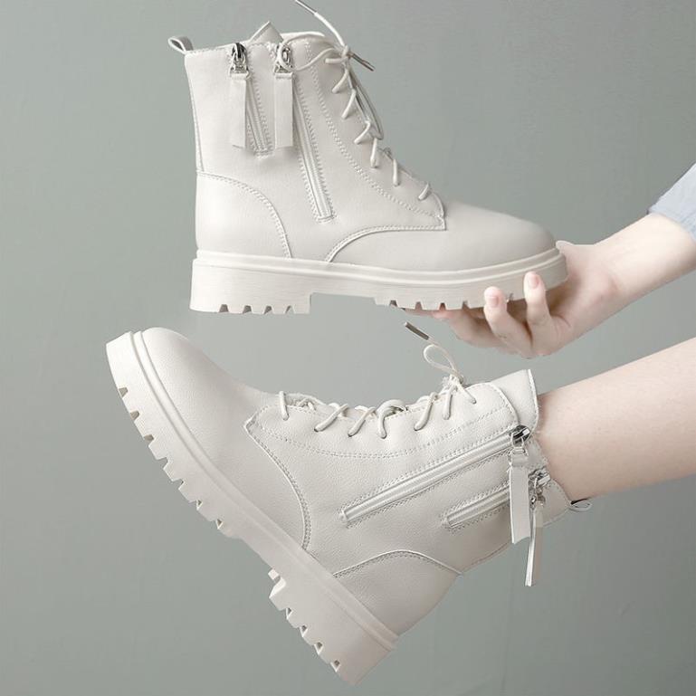 Giày bốt DR. MARTENS bằng cotton dày dặn tăng chiều cao kiểu dáng thời trang thu đông 2020 cho nữ 🏄