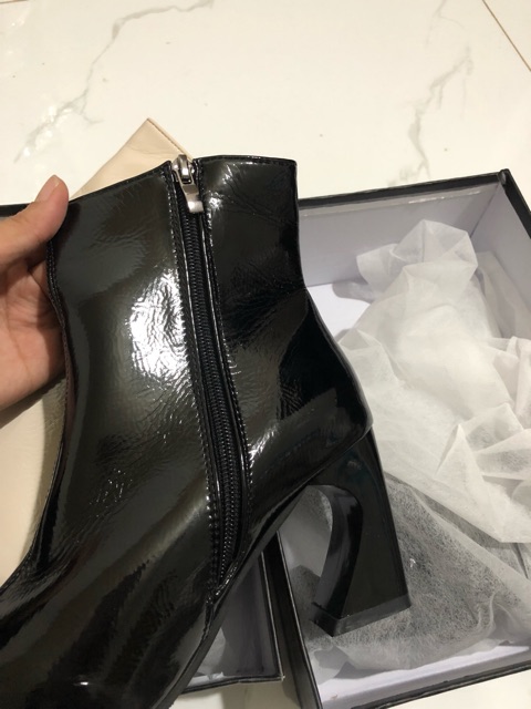 FREESHIP BỐT NỮ DA BÓNG GÓT LOE CAO 7P KHÓA SƯỜN FULLBOX MSF2 | BigBuy360 - bigbuy360.vn