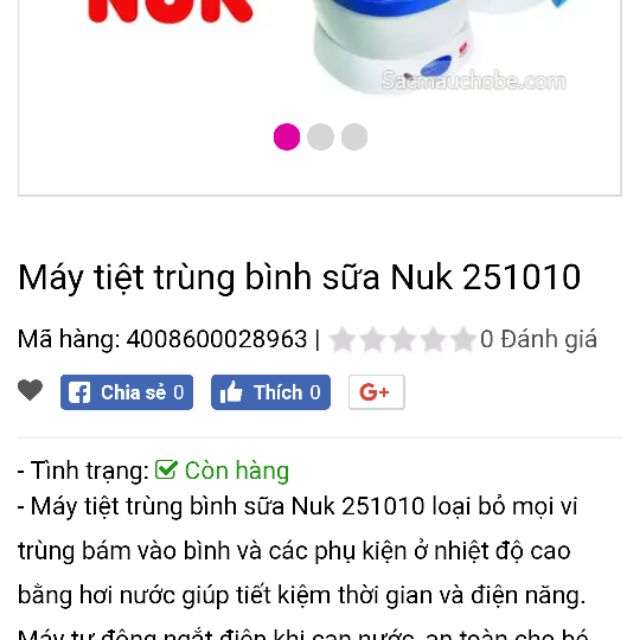 Máy tiệt trùng bình sữa NUK