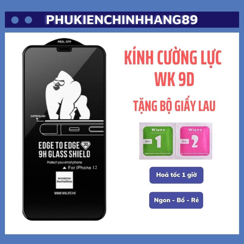 Kính Cường Lực Ip KINGKONG 9D Chính Hãng WK DEGISN Dành Cho Ip - Phụ Kiện Chính Hãng 89