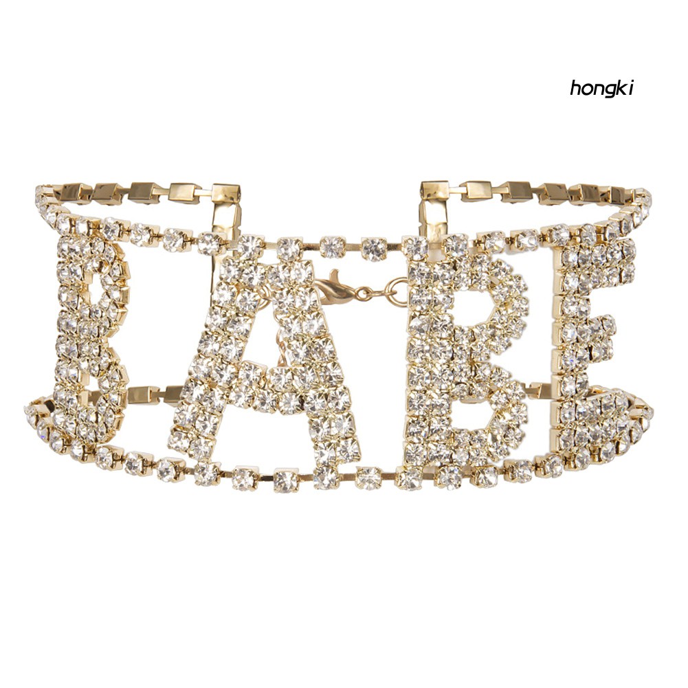 Vòng cổ hợp kim mặt chữ đính đá thời trang cho nữ