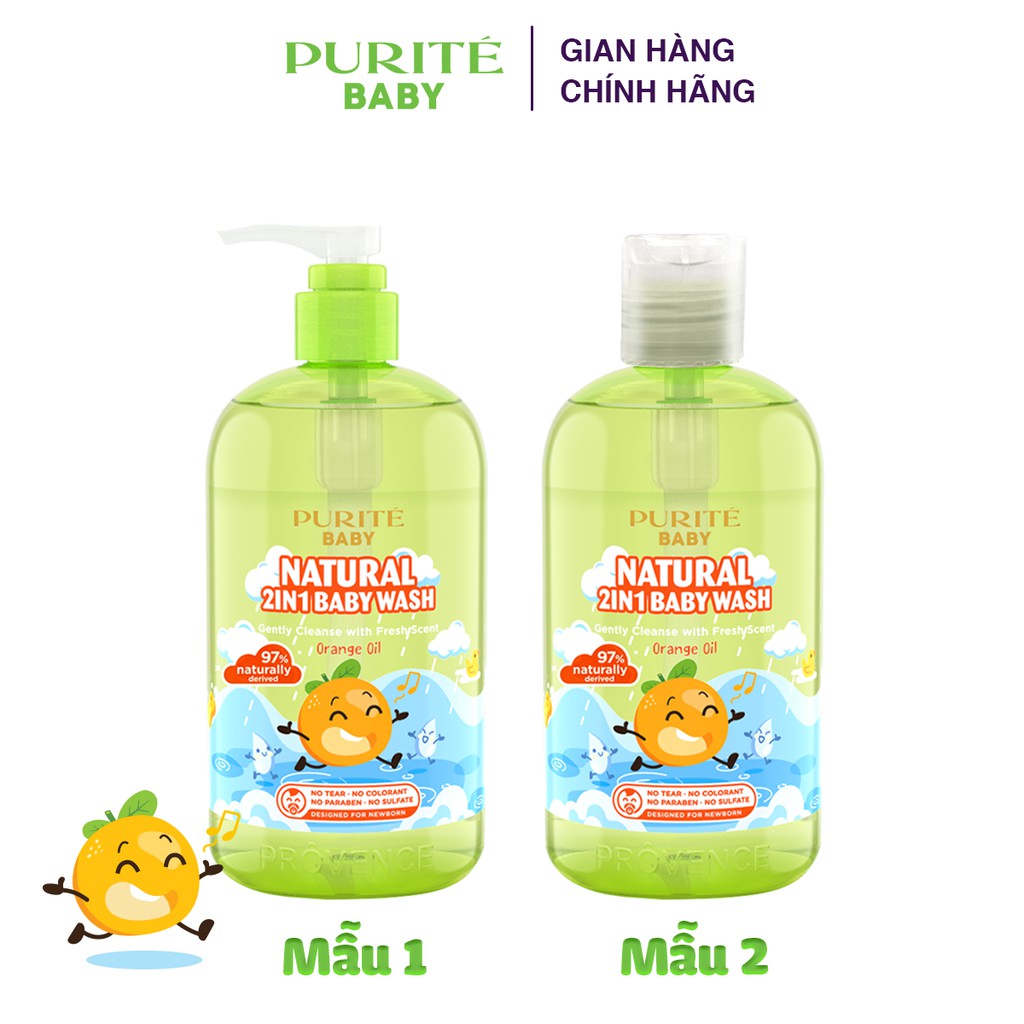 Combo Sữa Tắm Gội Purite Baby Cúc La Mã 500ml & Tinh Dầu Cam 500ml | BigBuy360 - bigbuy360.vn
