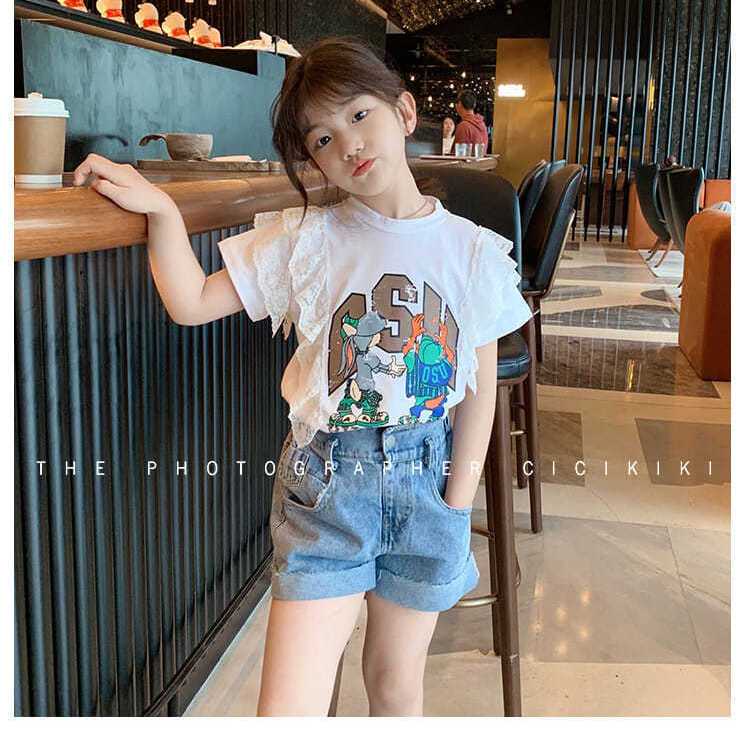 Áo Thun Cotton Tay Ngắn In Họa Tiết Hoạt Hình Dễ Thương Phong Cách Hàn Quốc Cho Nữ