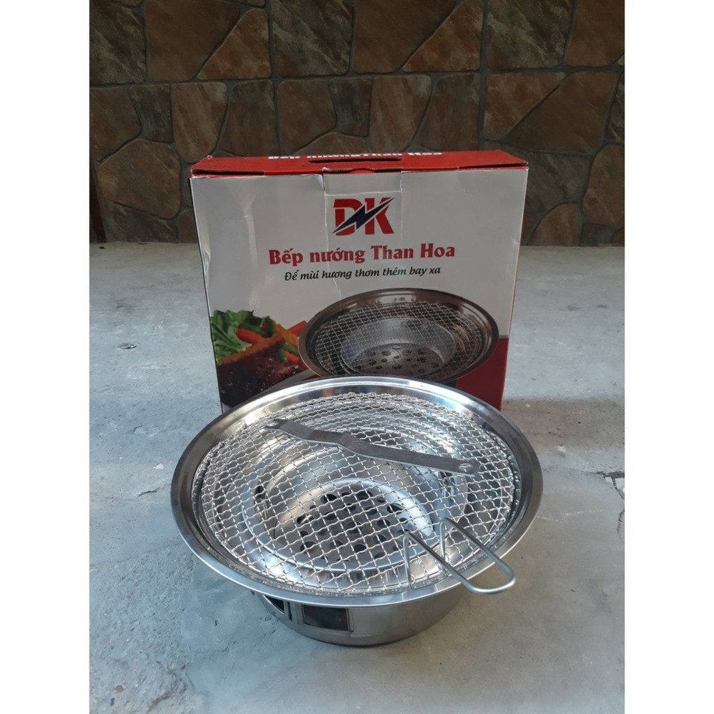 Lò nướng than hoa inox đặt âm bàn giá bình dân cho quán lẩu nướng ngoài trời vỉ hè