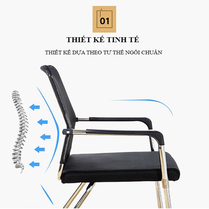 Ghế văn phòng, ghế làm việc chân quỳ lưng thấp cao cấp CQ400, chắc chắn bền bỉ