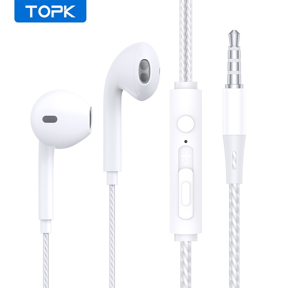 Tai Nghe Chính hãng TOPK F20 Chống ồn Cho Phụ Kiện Tai Nghe Airpod Cáp Sạc Iphone Pin Dự Phòng jack 3.5