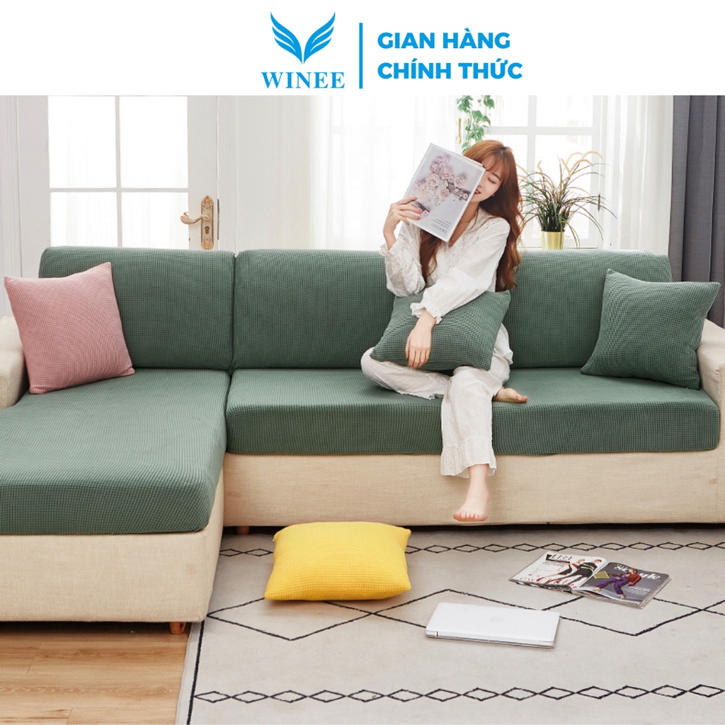 Tấm bọc nệm ngồi, nệm/gối tựa sofa vải nỉ nhung dày dặn mềm mịn