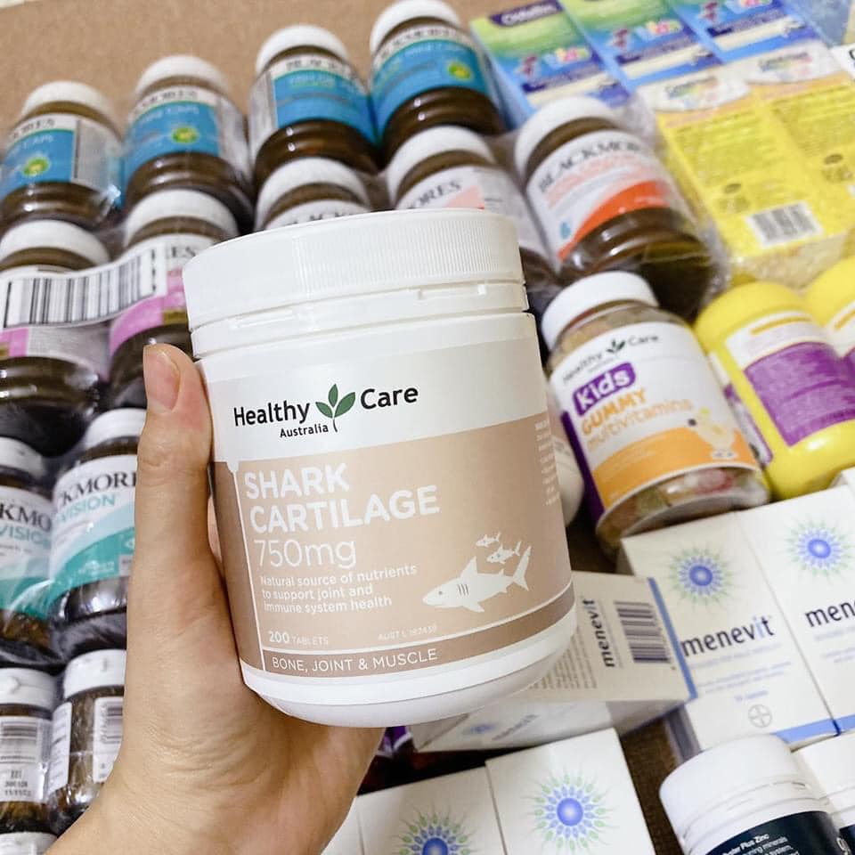 MẪU MỚI - Viên Uống Sụn Vi Cá Mập Shark Cartilage Healthy Care Úc 200 Viên 750mg