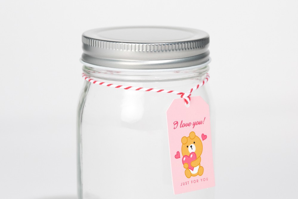 Lọ Thủy Tinh ARTBOX Hàn Quốc Đựng Giấy Viết Hình Gấu Oliver Và Trái Tim